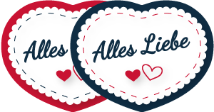 Etiketten - Motiv Alles Liebe I - Form Herz - 46x32 mm - Rolle a´250 Stück
