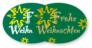 Etiketten - Motiv Frohe Weihnachten - Form oval - 46x32 mm - Rolle a´500 Stück