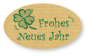 Etiketten - Motiv Frohes Neues Jahr - Form oval - 50x29 mm - Rolle a´500 Stück