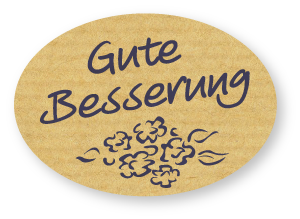 Etiketten - Motiv Gute Besserung - Form oval - 46x32 mm - Rolle a´250 Stück