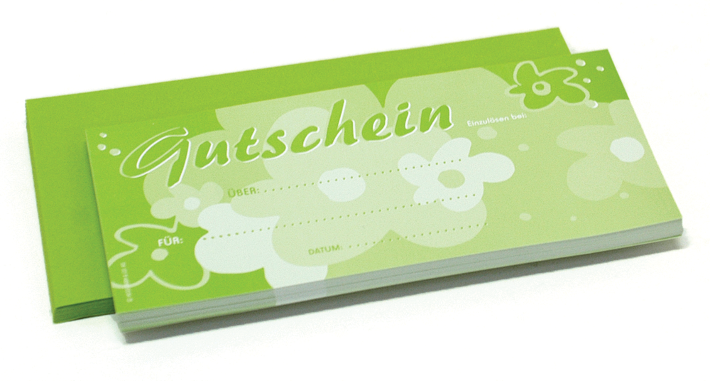 Gutschein Set - Gutscheine & Umschläge - Motiv Blumen - Papier 250g/m² - 210x100 mm - VE 30 Stk.