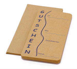 Gutschein Set - Gutscheine & Umschläge - Naturpapier 120g/m² - 210x100 mm - Blau / Bordeaux / Grün - VE 40 Stk.