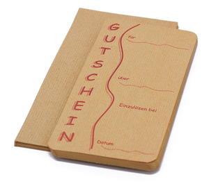 Gutschein Set - Gutscheine & Umschläge - Naturpapier 120g/m² - 210x100 mm - Blau / Bordeaux / Grün - VE 40 Stk.