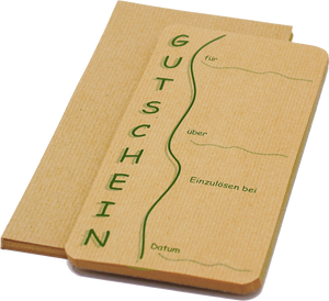 Gutschein Set - Gutscheine & Umschläge - Naturpapier 120g/m² - 210x100 mm - Blau / Bordeaux / Grün - VE 40 Stk.
