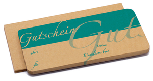 Gutschein Set - Gutscheine & Umschläge - Naturpapier 120g/m² - 210x100 mm - Türkis / Bordeaux / Violett - VE 40 Stk.