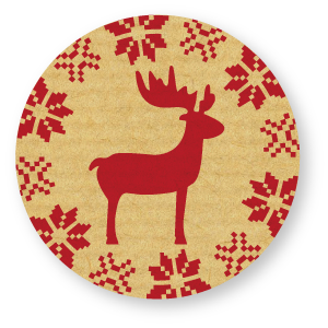 Etiketten - Motiv Weihnachten - Rentier - Form rund - 40x40 mm - Rolle a´500 Stück