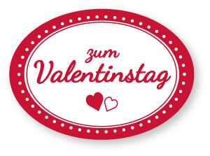 Etiketten - Motiv Valentinstag III - Form oval - 46x32 mm - Rolle a´250 Stück